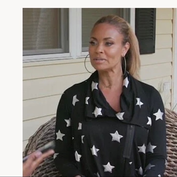 Terez Foil-Printed Draped Zip-Front Black/Silver Star Print Jacket in Size Small - Picture 15 of 15